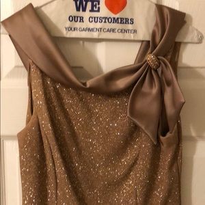 Gold gown sparkling glitter top with satin bottom